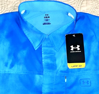 NEW UNDER ARMOUR, MENS LARGE, SHOREBREAK HYBRID UPF🌞 BUTTON-UP🔷SHIRT, MSRP $60 - Image 1 of 4