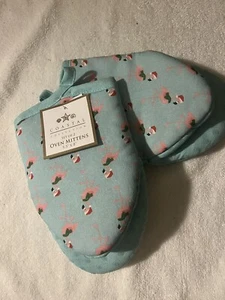 COASTAL COLLECTIONS 2er Set OFENHANDSCHUHE türkis mit Flamingo Weihnachten 5,5”x8” - Bild 1 von 3