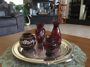 Collection of Handblown Ruby Red Vintage Small Vases/Decanters - Picture 1 of 21
