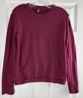 Sudadera Athleta Niñas Talla XL/14 Borgoña Manga Larga Bolsillo Frontal Foto 1 de 4