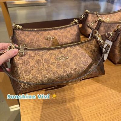 Bolsa de ombro Coach Charlotte nova com etiquetas em lona exclusiva CCL40, IM/MARROM/COBRE - Imagem 1 de 4