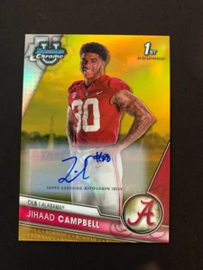 Jihaad Campbell 2023 Bowman University 1st Chrome Gold Ref AUTO /50 - Bild 1 von 2