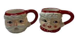 2 Sleigh Bell Santa And Mrs Claus Approx 2” Christmas Mini Mugs - Picture 1 of 8