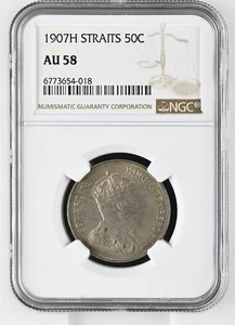 Asentamientos del Estrecho 1907-H 50c NGC AU58 - Imagen 1 de 2