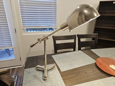 Contemporary-Industrial Ralph Lauren Polished Nickel Boom Arm Desk Lamp - Image 1 of 3