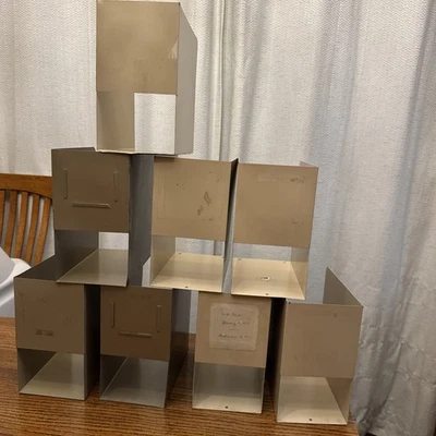 Lot Of 8 Vintage File Magazine Holder Organizer Storage Red Orange Steel Metal - Image 1 of 4