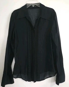 Blusa elie tahari Azul Marino Snap Frontal Talla Med - Imagen 1 de 6