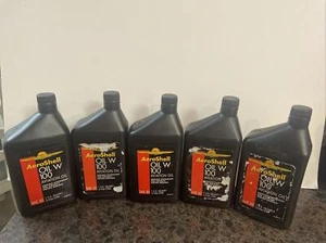 Aircraft AeroShell W 100 Aviation Oil 1 Quart ( Total Of 5 ) - Picture 1 of 4