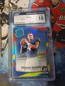 2017 Donruss Optic #195 Deshaun Watson Red & Yellow CGC 10 GEM MINT - Picture 1 of 2