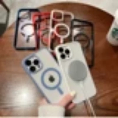 Custodia magnetica trasparente in acrilico alla moda per iPhone 15 14 13 12 11  - Immagine 1 di 4