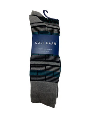 COLE HAAN Hombre 3 Pares Multicolor Cardado Algodón Redondo Calcetines Talla - Imagen 1 de 3