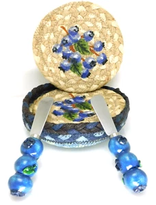 Earth Rugs CNB-312 Blueberry Jute Coaster Set & Spreader Knife Set - Picture 1 of 6