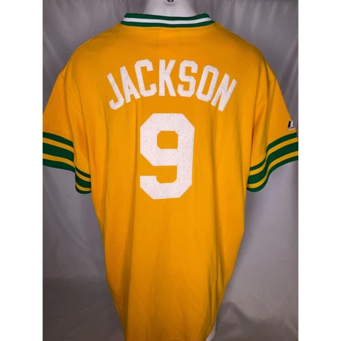 Reggie Jackson #9 Oakland Athletics Majestic Cooperstown Gold Jersey Men's XXL Cover