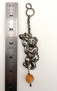 Qing Dynasty Chinese Sterling Silver Deity & Flower￼ Chatelaine Pendant Charm - Picture 1 of 7