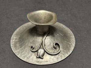 Nekrassoff Hammered Pewter Vintage Candle Holder with Tulip Signed - Picture 1 of 8