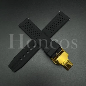 20 22 MM Black Soft Silicone Watch Band Strap Quick Release Clasp Fits Citizen - Picture 1 of 20
