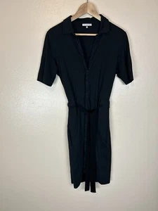 Standard James Perse M Black Shirt Dress Belted Mini Button Down Pima cotton - Picture 1 of 5