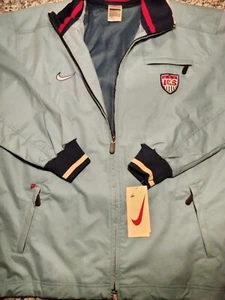 1998 Nike USA USMNT World Cup Full Zip Light Blue Jacket Size L Rare BNWT Mint - Picture 1 of 7