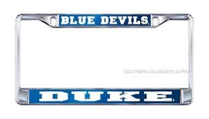 DUKE UNIVERSITY "Blue Devils" Chrome Mirrored License Plate / Tag Frame