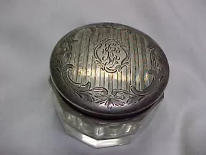 "STERLING " LID ON SMALL VANITY JAR - Picture 1 of 2