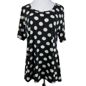 LuLaRoe Volleyball Short Sleeve Tunic Blouse Women's 2XL Black White - Picture 1 of 7