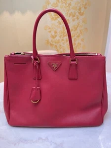 Large Prada Galleria Saffiano Leather Bag Double Zip Tote Red - Picture 1 of 19