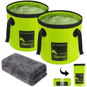 2 Pack Collapsible Bucket 5 Gallon Container Folding Water Bucket Portable Wa... - Picture 1 of 8