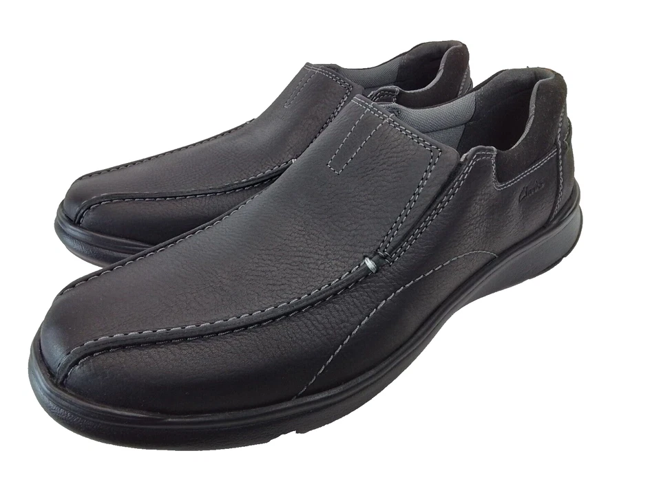 CLARKS MENS COTRELL STEP - BLACK OILY LEATHER