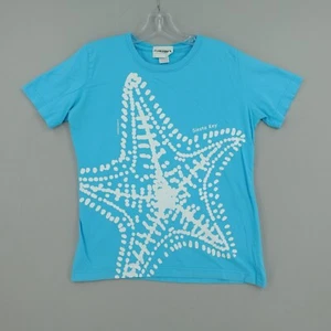 Marushka Handprints T Shirt Women Medium Short Sleeve Blue Siesta Key Starfish * - Picture 1 of 14