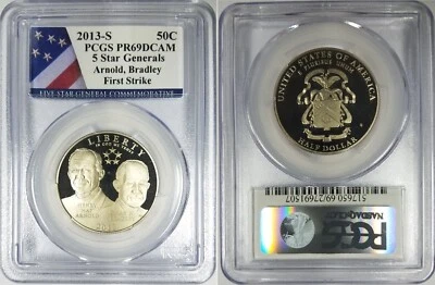 2013-S PCGS PR69DCAM 5 Star Generals Arnold, Bradley 50C #1 ~ FIRST STRIKE - Image 1 of 3