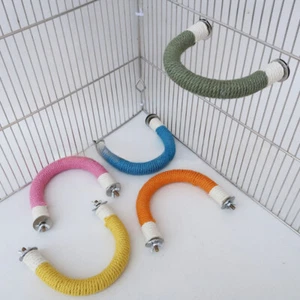 Wood Parrot Bird Stand Tree Branch Hanging Toys Cage Perches Pet Budgie U Shape - Picture 1 of 21