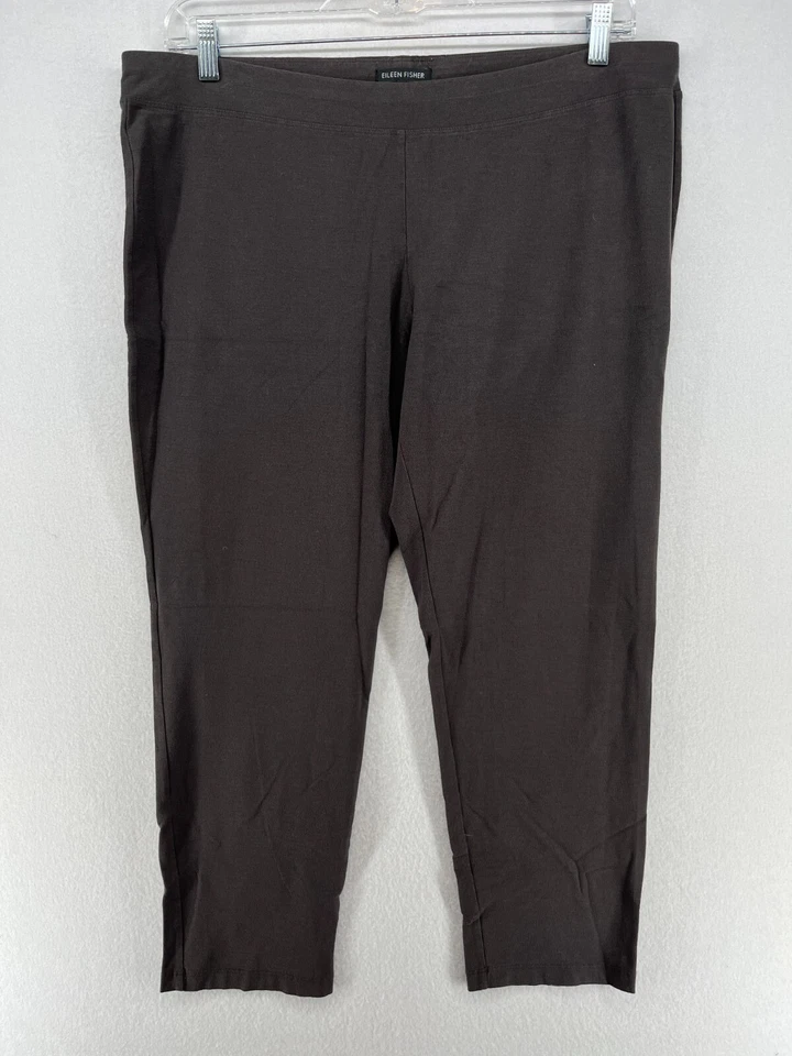 Pantalones EILEEN FISHER XL 696 Lavables Elastizados Crepé Delgados Tobillo Cintura Elástica Gris Foto 1 de 4