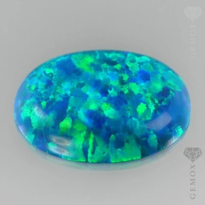 Opal Loose Stone Oval Cabochon Caribbean Blue Green LabGrown Gemstone 10x14mm EU - Image 1 of 4