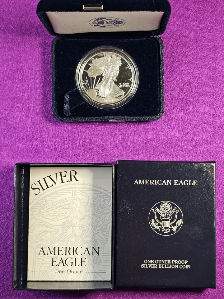 2000 P 1 oz American Silver Eagle Proof Coin With Box and COA - Image 1 of 1