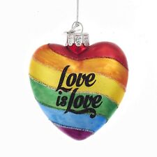 Kurt Adler Noble Gems Love is Love Pride Rainbow Heart Glass Ornament NB1158