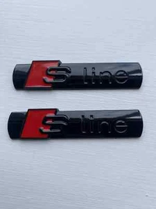 2X for Audi S line TT RS GLOSS BLACK Metal Badge Boot Emblem Side Fender Wing - Picture 1 of 2