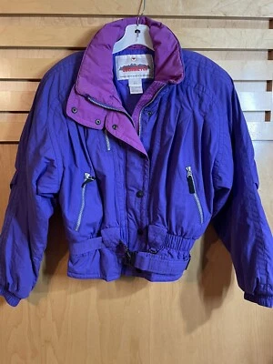 Obermeyer Mujer Ropa de Esquí Chaquetas Talla 10 Cremallera Completa Broches a Presiones Cinturón Bolsillos Púrpura Foto 1 de 4