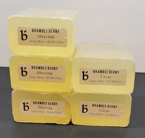 Bramble Berry Melt & Pour 1 lb Block Soap Bases-Lot of 5 - 3 Shaving & 2 Clear - Picture 1 of 7