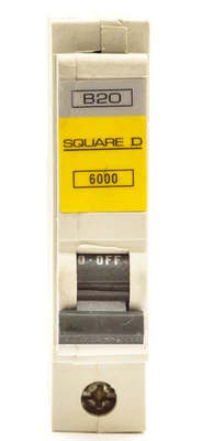 SQUARE D 20 AMP B CURVE 6kA MCB BREAKER QOE 6000 B20 20A QO QO120EB6 - Image 1 of 4
