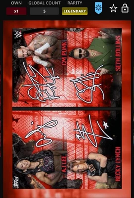 Topps Slam Digital Survivor Series Legendary AJ LEE BECKY PUNK SETH Red Book /5 - Image 1 of 2