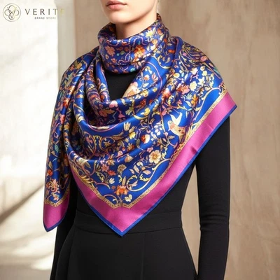 RARO VINTAGE HERMES bufanda de seda "Pierres d'Orient et d'Occident" Carre 90 - Imagen 1 de 4