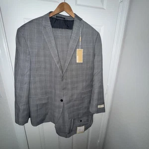Michael Kors 44s Herren 100 % Wolle grau kariert Anzug nicht maßgeschneidert 2-teilig neu mit Etikett $ 695 - Bild 1 von 9