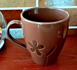 Pier 1 One Imports Mugs Floral Brown Fall Coffee Teacup Petals Mug - Picture 1 of 4