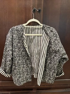 Chaqueta de Algodón Kate Sheridan Versa Floral y Tictac Rayas Talla Única Hecha en Reino Unido - Imagen 1 de 8