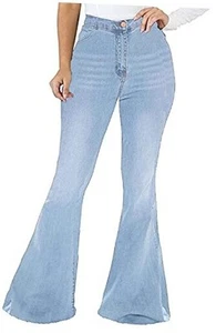 Bell Bottom Jeans for Women Ripped High Waisted Classic X-Large Light Blue2402 - Picture 1 of 6