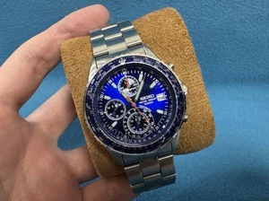 Seiko Flightmaster Pilot Chronograph Blue Dial V667-8120 Quartz Men’s Watch - Picture 1 of 16