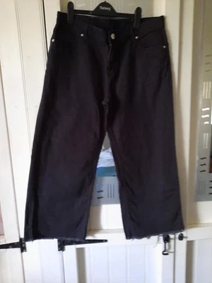 Ladies H&M Divided Black Cropped Wide Leg Jeans Size 14 EUR 42 - Image 1 of 4