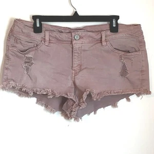 Refuge | Super Shortie Women’s Distressed Pink Cutoff Denim Shorts 14 - Picture 1 of 5