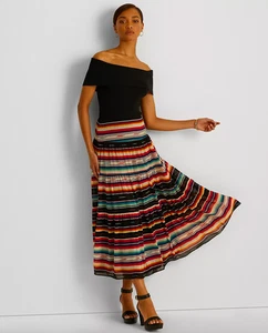 RALPH LAUREN Petite Blanket-Stripe Motif Tiered Skirt 12 NEW $145  200871512001 - Picture 1 of 4