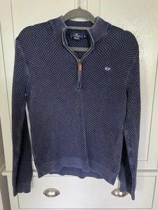 Vineyard Vines Sweater Blue 1/4 Zip Pull Boys Size L(16) Whale Logo Preppy Kids - Picture 1 of 6